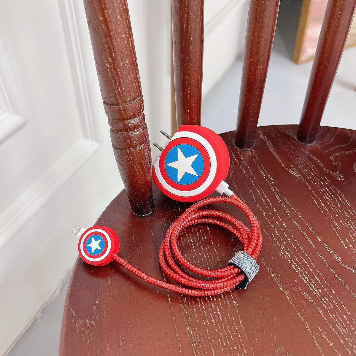Apple iPhone 20W Charger Silicone Cartoon Case Cover - Captain America