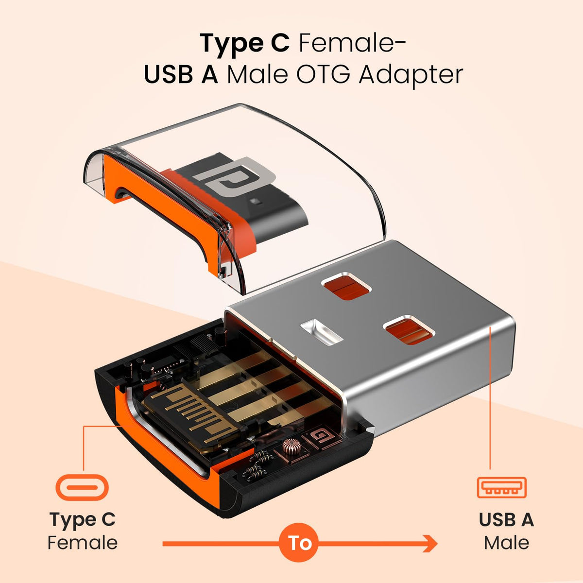 Portronics Bridge X USB 3.0 Type C Female to USB Male OTG Adapter