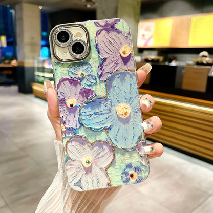 Apple iPhone Pro Series 3D Hot Trending Rhinestone Flowers case - Pattern 4