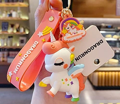 Combo (Pack Of 2) Cute Cartoon 3D Silicon PVC KeyRings - Unicorn 3