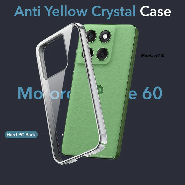(Pack Of 2)Motorola Moto Edge 60 5g Anti-Yellow Crystal Clear Hard Back Case Cover