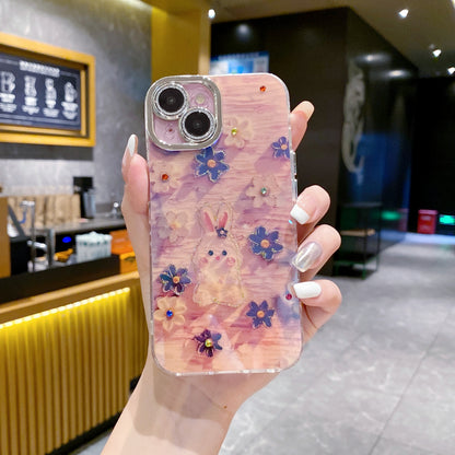 Apple iPhone Pro Series 3D Hot Trending Rhinestone Flowers case - Pattern 6