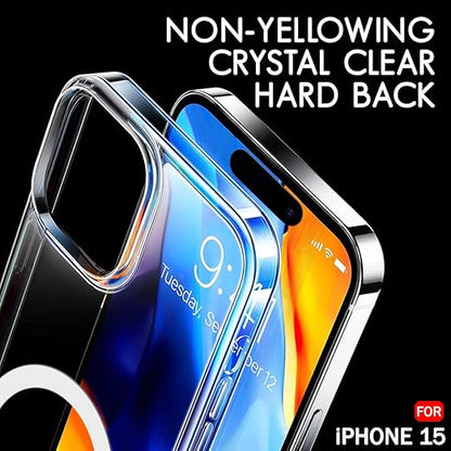 Apple iPhone 15 Anti Yellow Clear Magsafe Back Case Cover - White