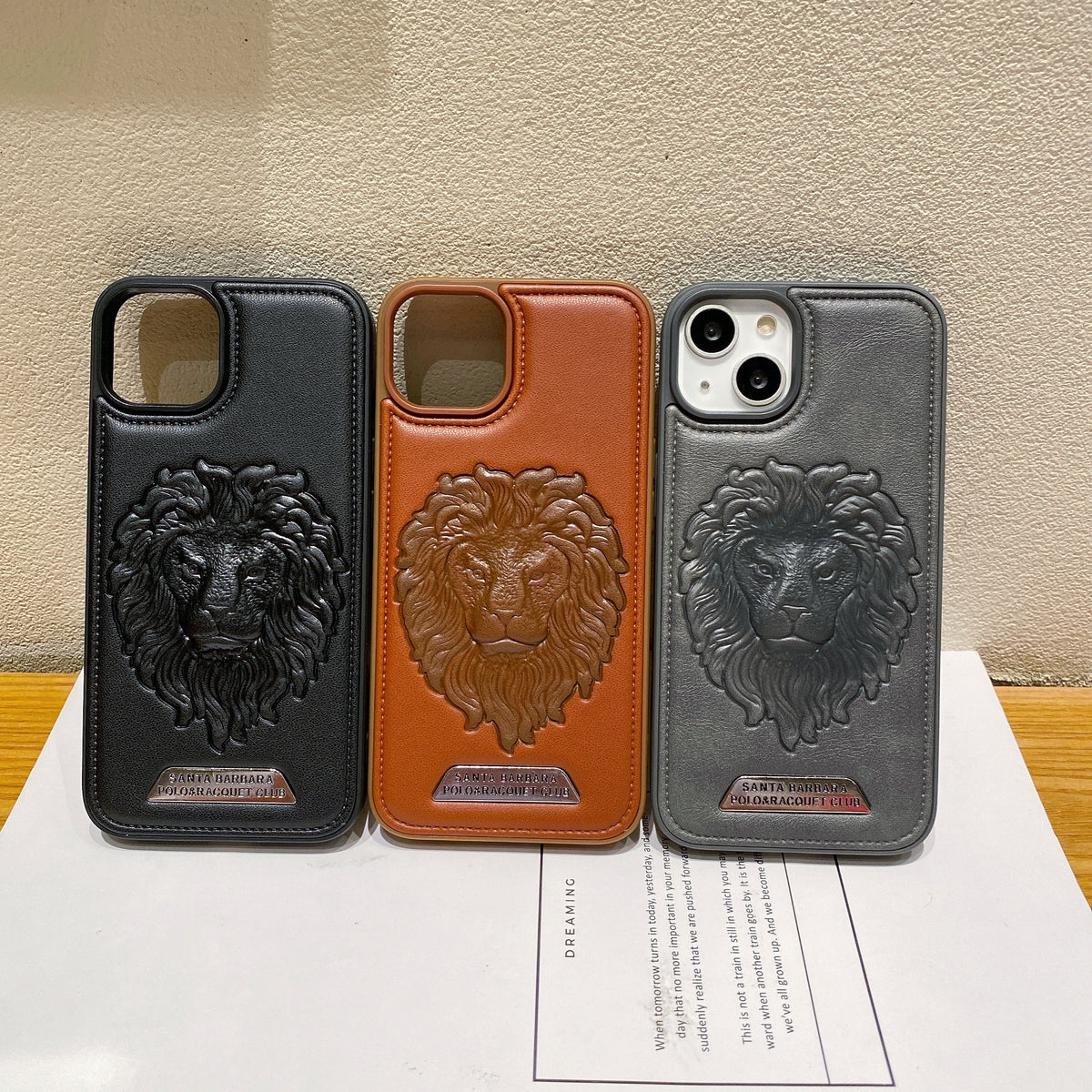 Apple iPhone 11 Branded Premium Lion Face Leather Back Case - Grey