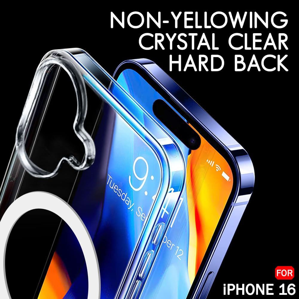 Apple iPhone 16 Anti Yellow Clear Magsafe Back Case Cover - White