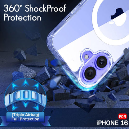 Apple iPhone 16 Anti Yellow Clear Magsafe Back Case Cover - White