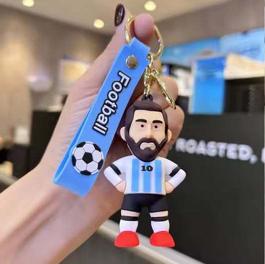 Combo (Pack Of 2) Cute Cartoon 3D Silicon PVC KeyRings - Messi