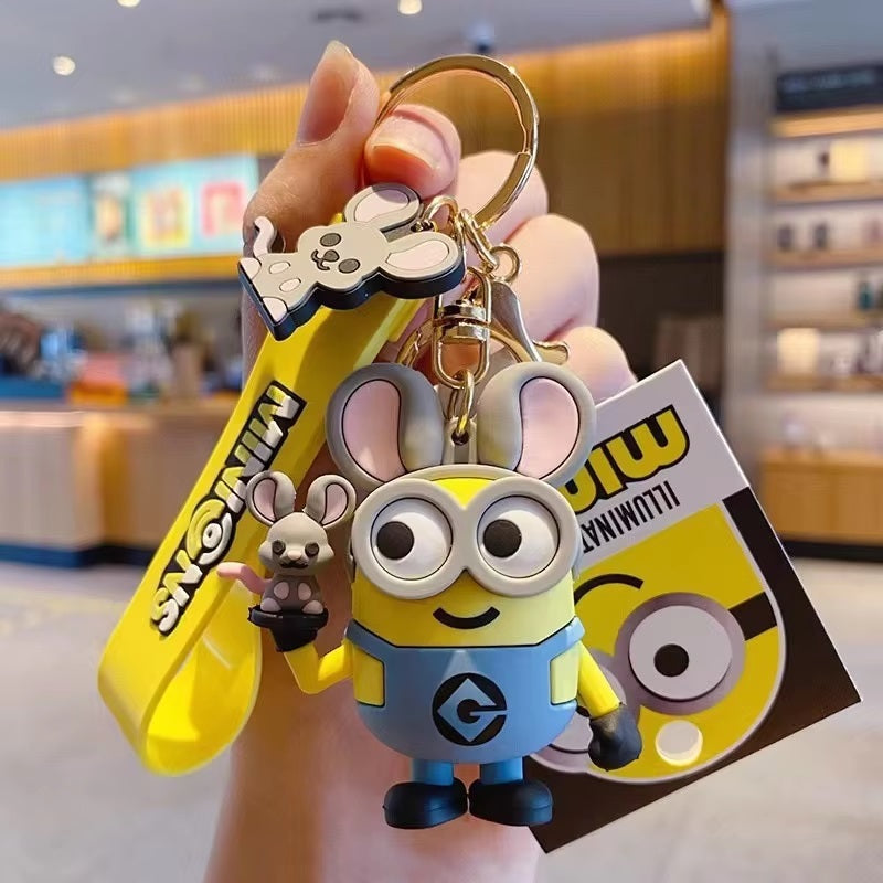 Combo (Pack Of 2) Cute Cartoon 3D Silicon PVC KeyRings - Minions 2