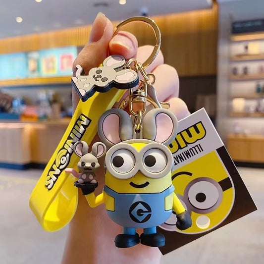 Combo (Pack Of 2) Cute Cartoon 3D Silicon PVC KeyRings - Minions 2