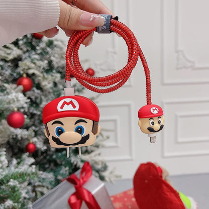 Apple iPhone 20W Charger Silicone Cartoon Case Cover - Mario