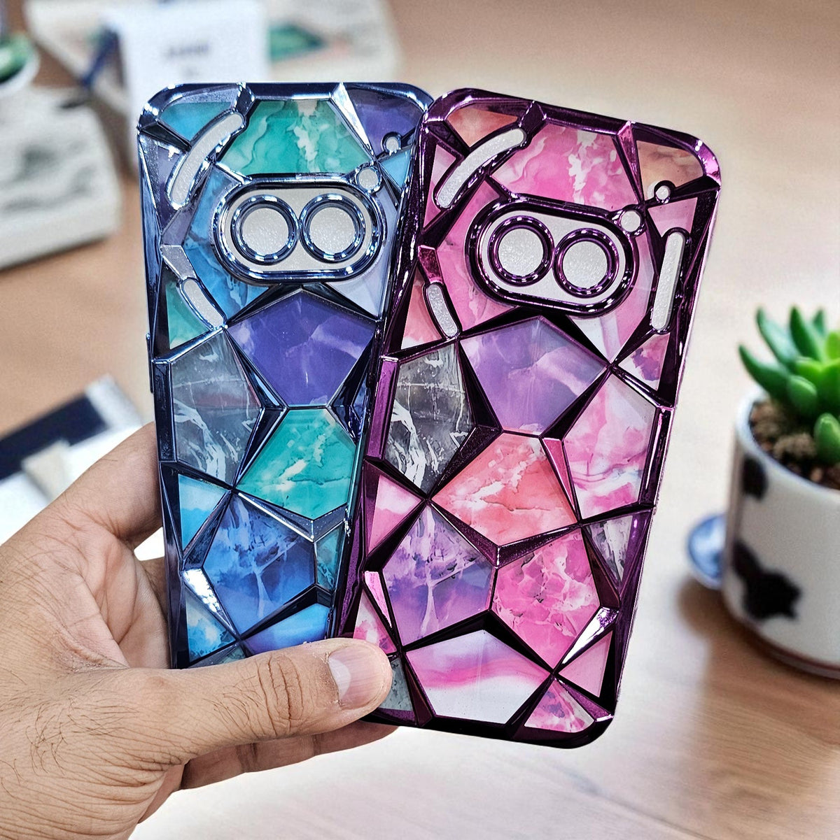 (Pack of 2) Nothing Phone 2A Gradient Glitter Daimond Back Case Cover - Combo 2