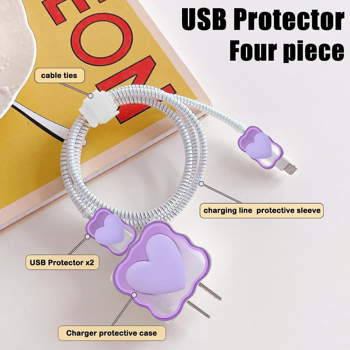 Apple iPhone 20W Charger Silicone Cartoon Case Cover - Pink Heart