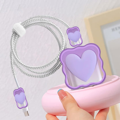 Apple iPhone 20W Charger Silicone Cartoon Case Cover - Pink Heart