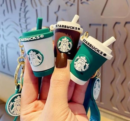 Combo (Pack Of 2) Cute Cartoon 3D Silicon PVC KeyRings - Starbucks 2