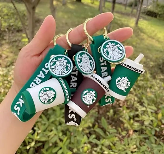 Combo (Pack Of 2) Cute Cartoon 3D Silicon PVC KeyRings - Starbucks 2