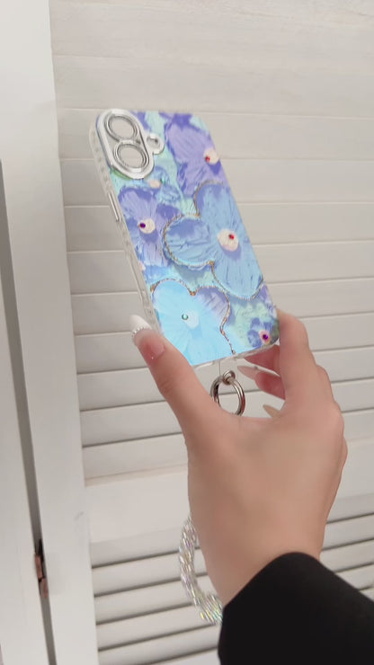 Apple iPhone 16 Series 3D Hot Trending Charms Rhinestone Flowers case - Pattern 4
