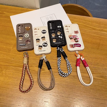 Samsung S23 5G Coffee Soft Silicone Lanyard Back Cover Case - Lanyard 1