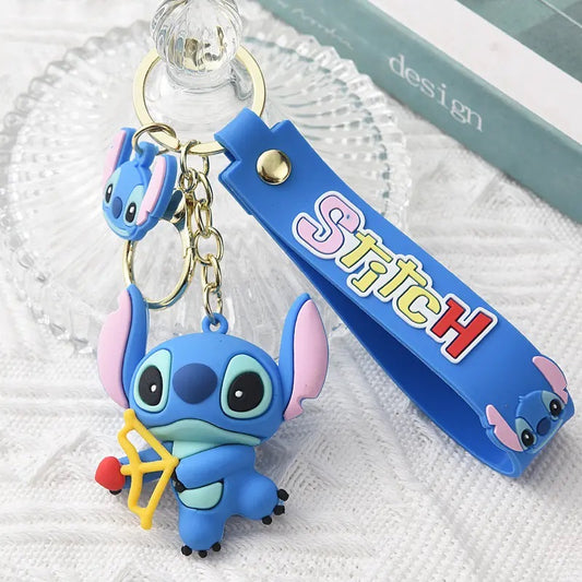 Combo (Pack Of 2) Cute Cartoon 3D Silicon PVC KeyRings - Stitch