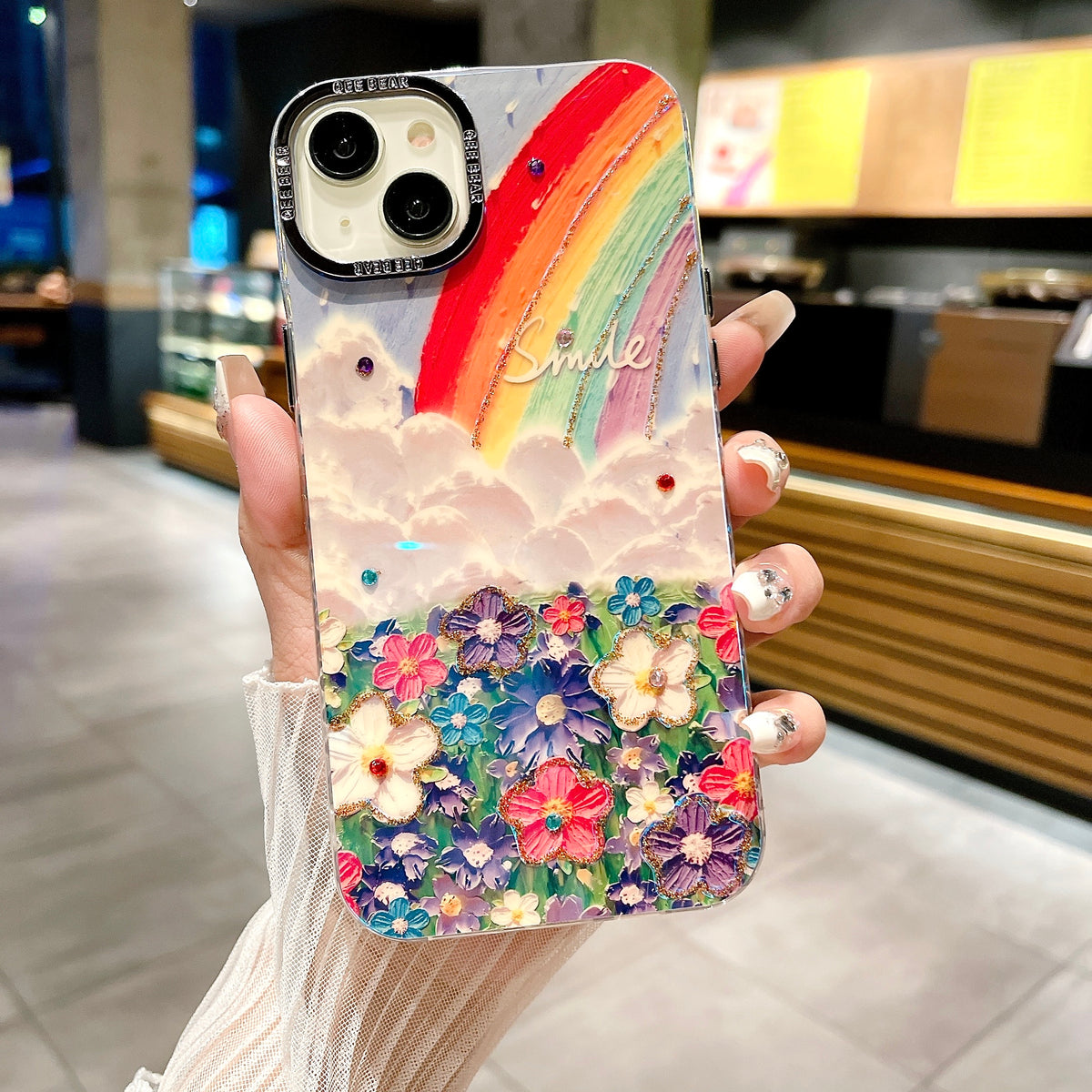 Apple iPhone Series 3D Hot Trending Rhinestone Flowers case - Pattern 9