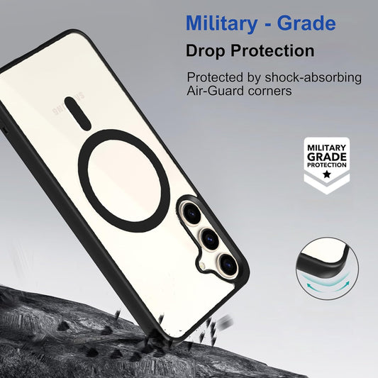 Samsung S24 Fe 5g Anti Yellow Clear Magsafe Back Case Cover - Black
