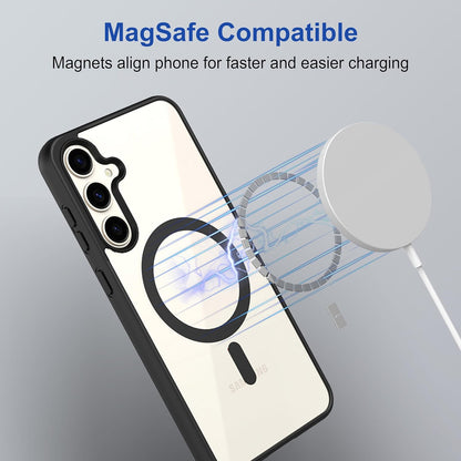 Samsung S24 Fe 5g Anti Yellow Clear Magsafe Back Case Cover - Black