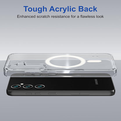Samsung S23 Fe 5g Anti Yellow Clear Magsafe Back Case Cover - White