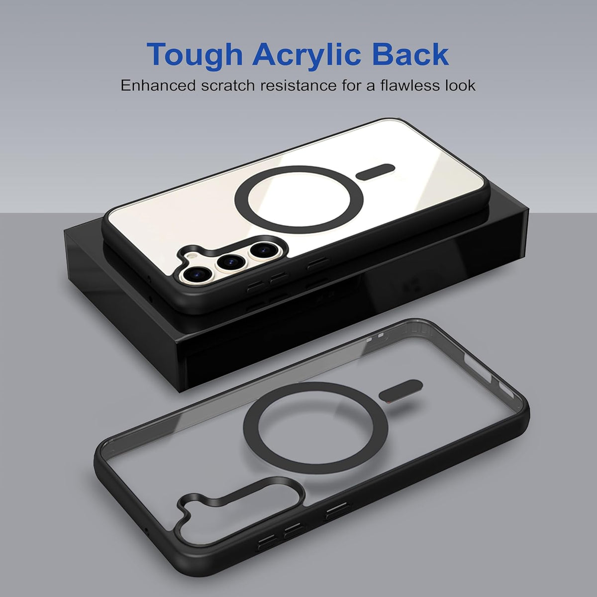 Samsung S25 5g Anti Yellow Clear Magsafe Back Case Cover - Black