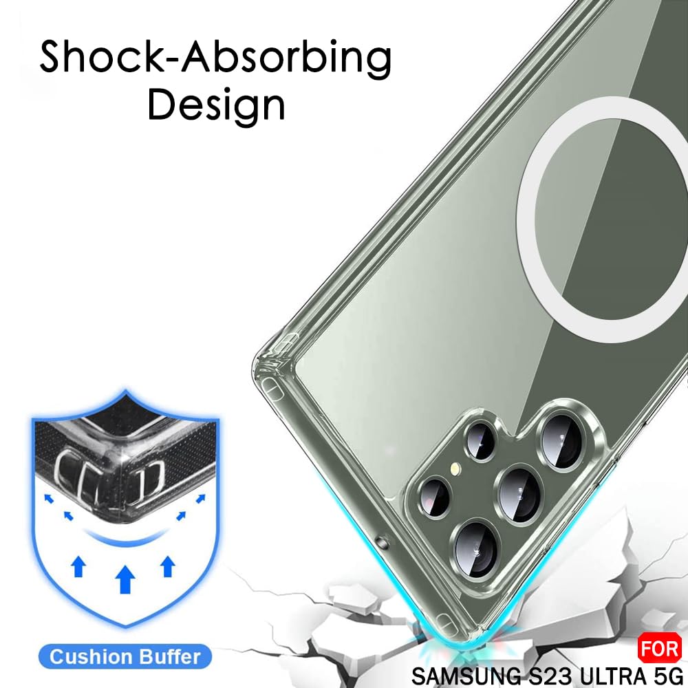 Samsung S23 Ultra 5g Anti Yellow Clear Magsafe Back Case Cover - White