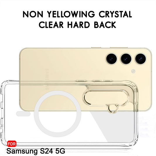 Samsung S24 5g Anti Yellow Clear Magsafe Back Case Cover - White