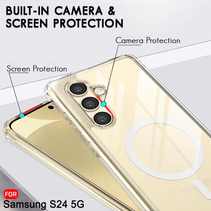 Samsung S24 5g Anti Yellow Clear Magsafe Back Case Cover - White