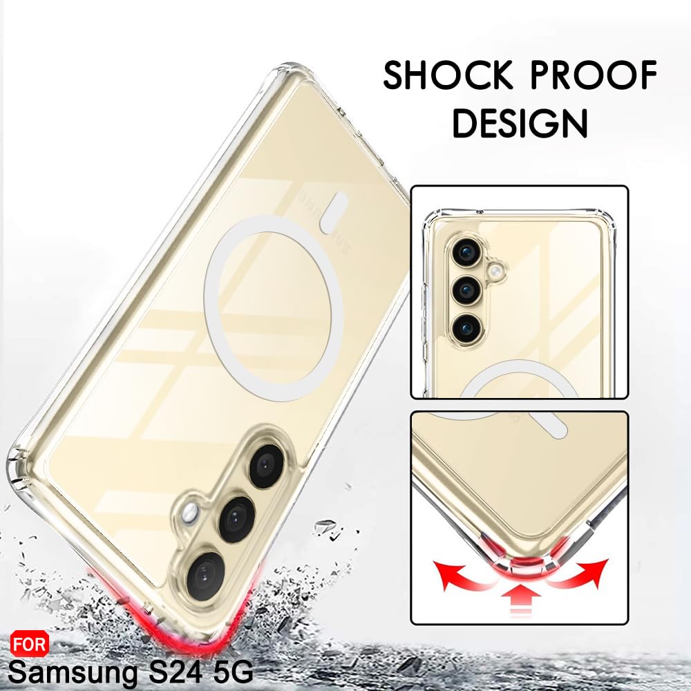 Samsung S24 5g Anti Yellow Clear Magsafe Back Case Cover - White