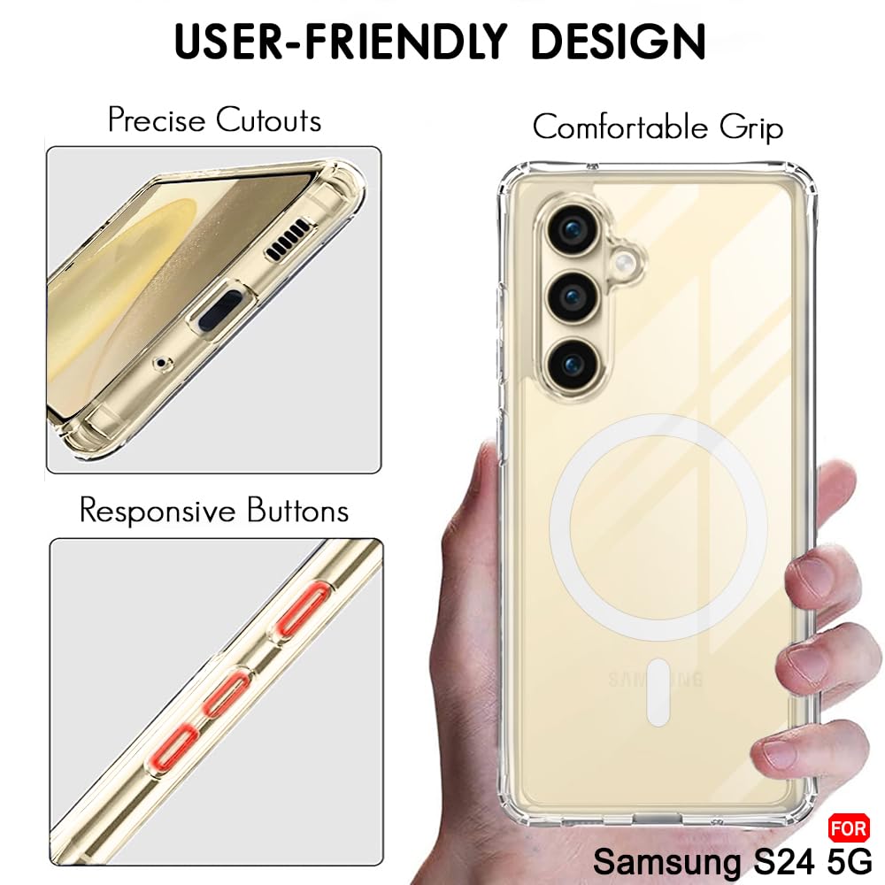 Samsung S24 5g Anti Yellow Clear Magsafe Back Case Cover - White