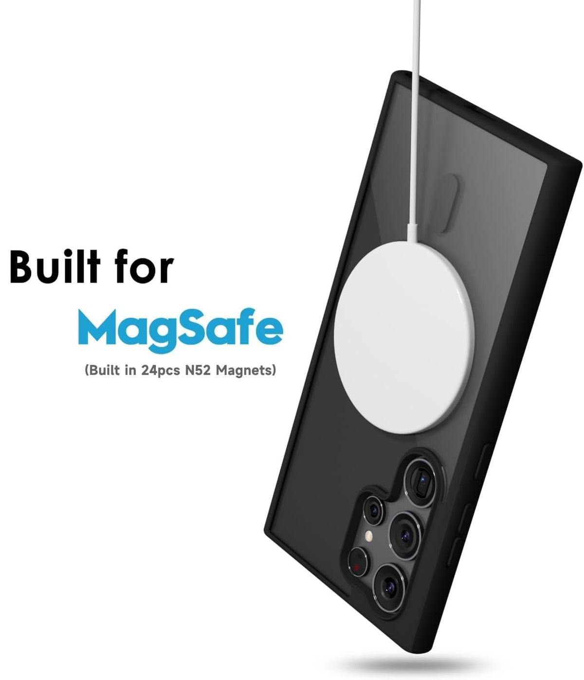 Samsung S24 Ultra 5g Anti Yellow Clear Magsafe Back Case Cover - Black