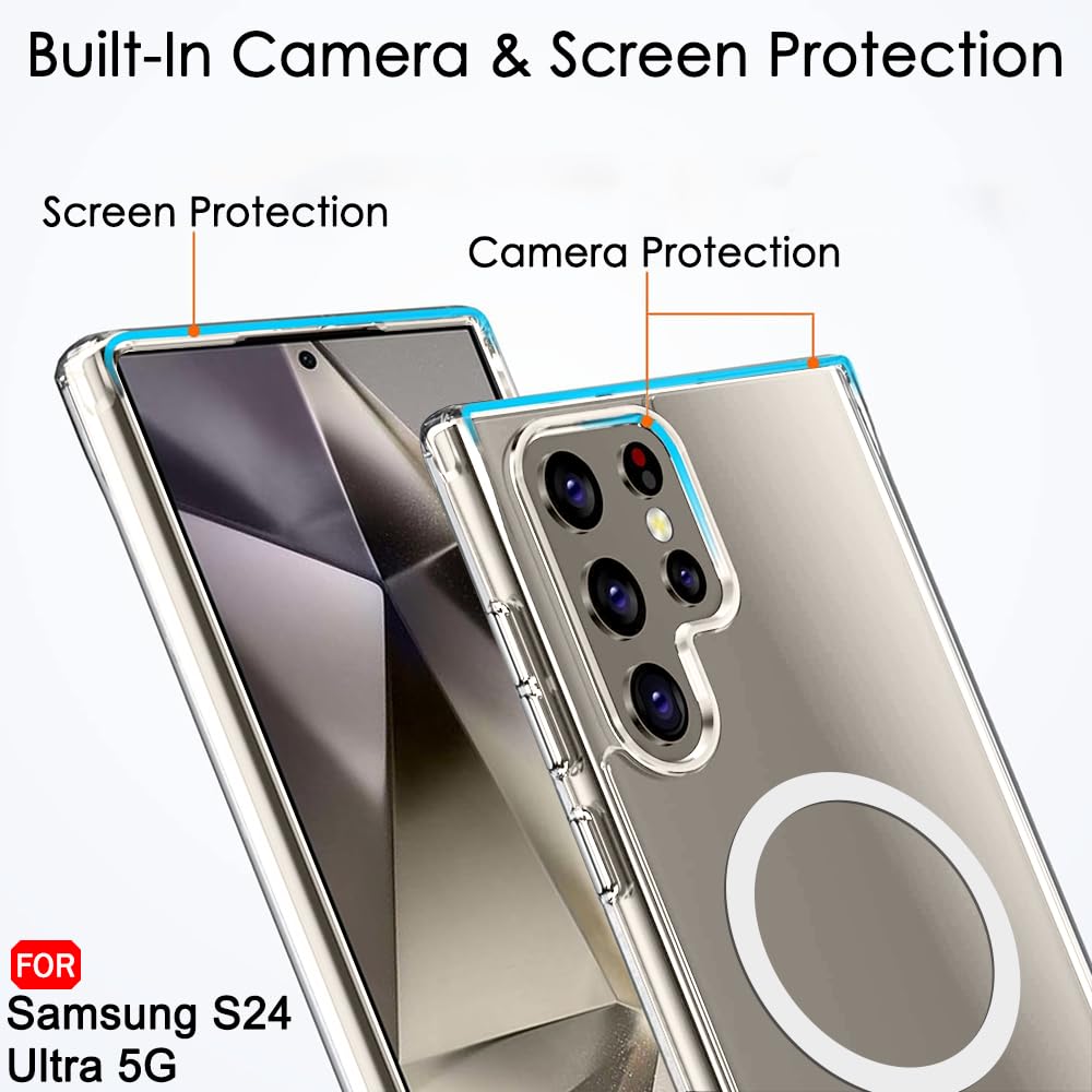 Samsung S24 Ultra 5g Anti Yellow Clear Magsafe Back Case Cover - White