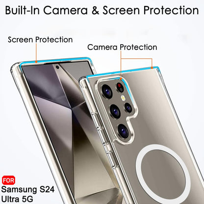 Samsung S24 Ultra 5g Anti Yellow Clear Magsafe Back Case Cover - White