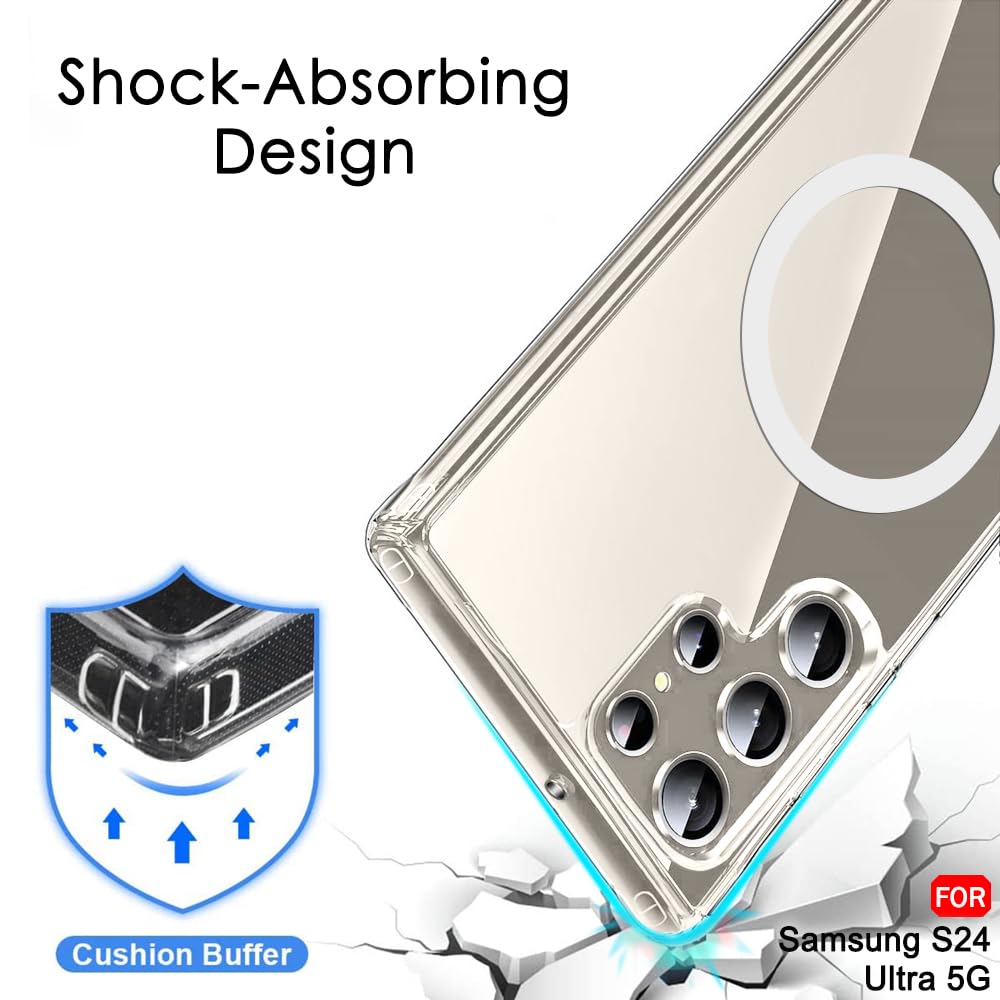 Samsung S24 Ultra 5g Anti Yellow Clear Magsafe Back Case Cover - White