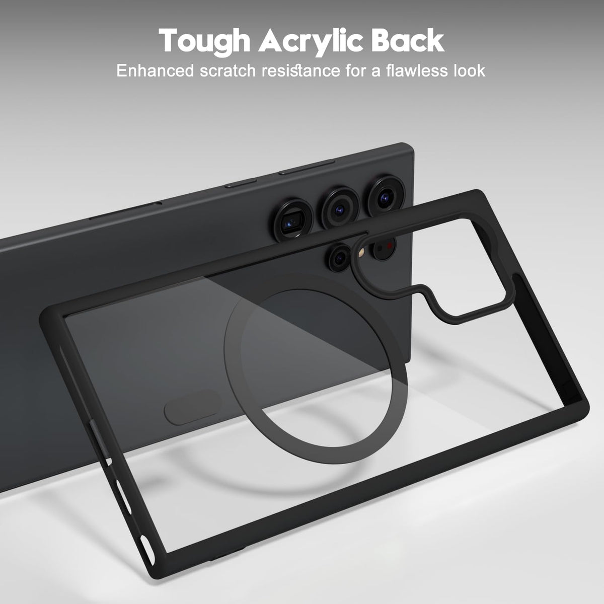 Samsung S24 Ultra 5g Anti Yellow Clear Magsafe Back Case Cover - Black