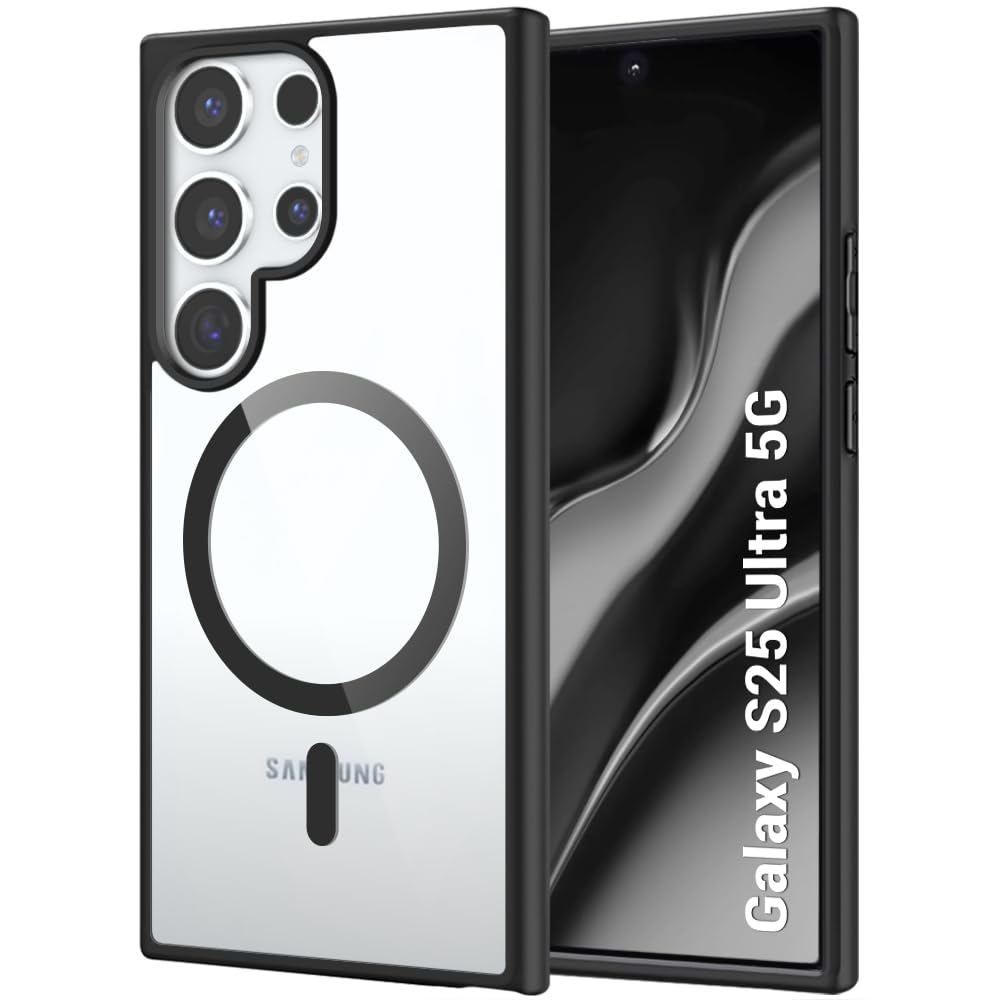 Samsung S25 Ultra 5g Anti Yellow Clear Magsafe Back Case Cover - Black