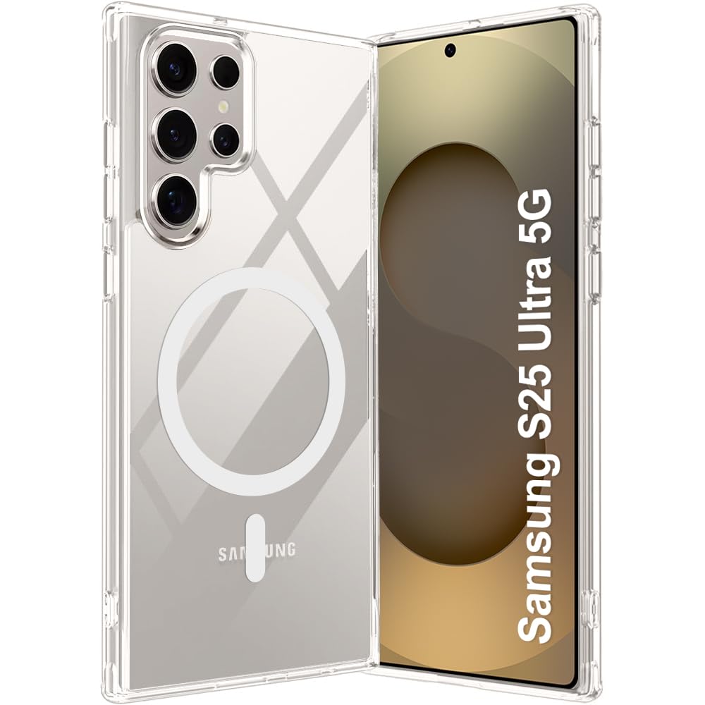 Samsung S25 Ultra 5g Anti Yellow Clear Magsafe Back Case Cover - White