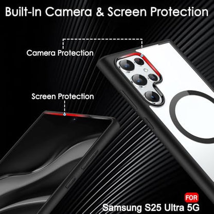 Samsung S25 Ultra 5g Anti Yellow Clear Magsafe Back Case Cover - Black