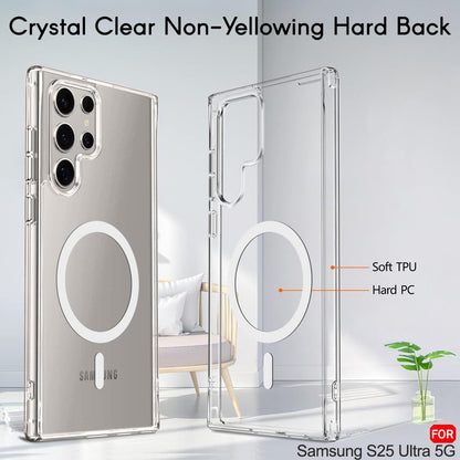 Samsung S25 Ultra 5g Anti Yellow Clear Magsafe Back Case Cover - White