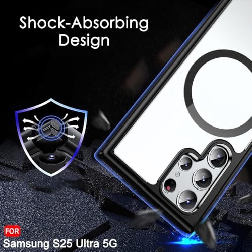 Samsung S25 Ultra 5g Anti Yellow Clear Magsafe Back Case Cover - Black