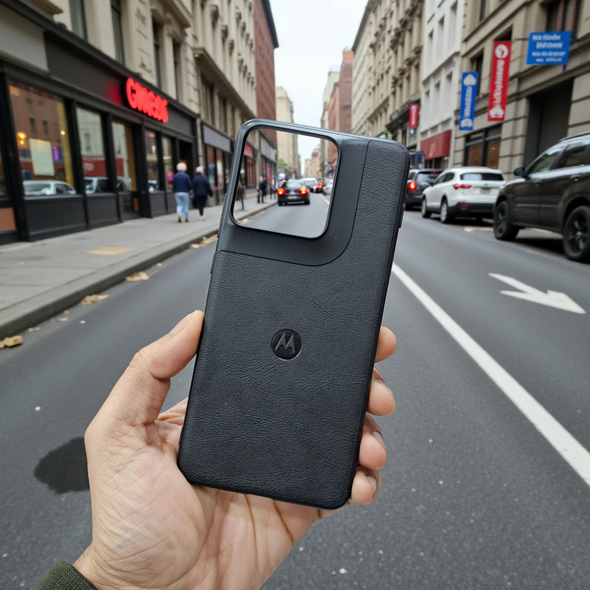 Motorola Moto Edge 70 5g Premium Leather Back Case Cover - Black