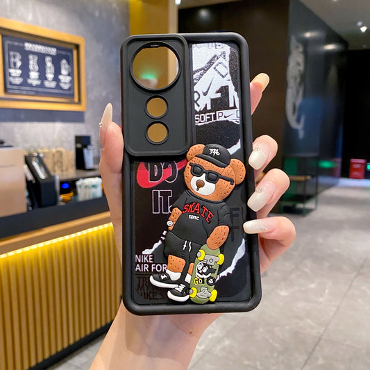Vivo V40/V40 Pro/T3 Ultra 5g Bear Soft Silicone Cute 3D Cartoon Back Cover Case - Bear