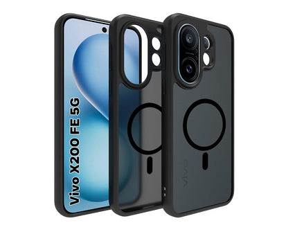 Vivo X200 FE 5G Magsafe Printed Smoke Black Matte Back Case and cover(Black)