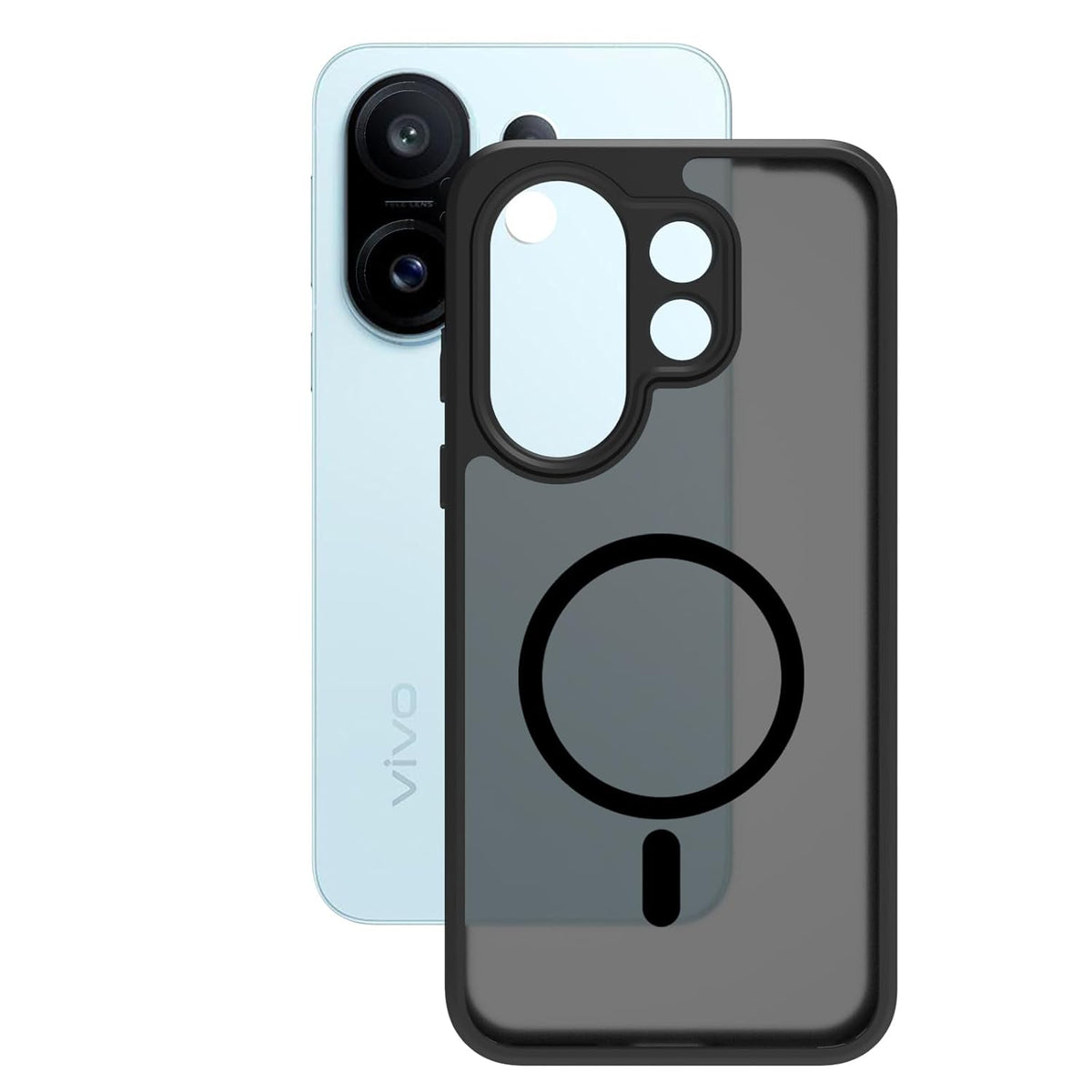 Vivo X200 FE 5G Magsafe Printed Smoke Black Matte Back Case and cover(Black)