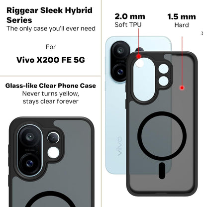 Vivo X200 FE 5G Magsafe Printed Smoke Black Matte Back Case and cover(Black)