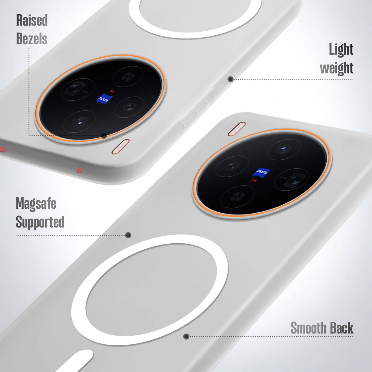 Vivo X300 5G Premium Magnetic Frosted Ultra Slim Back Case - White